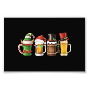 Frohe Weihnachten Biertrinkender Weihnachtsmann Bi Fotodruck