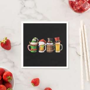 Frohe Weihnachten Biertrinkender Weihnachtsmann Bi Serviette