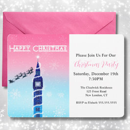 Frohe Weihnachten Big Ben mit Santa Einladung