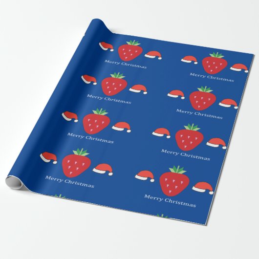 Frohe Weihnachten Big Red Strawberry & Weihnachtsm Geschenkpapier (Ungerollt)