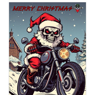 Frohe Weihnachten Biker Skelett Santa T-Shirt