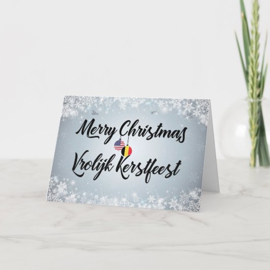 Frohe Weihnachten Bilingual Belgisch American Card (Vorderseite)