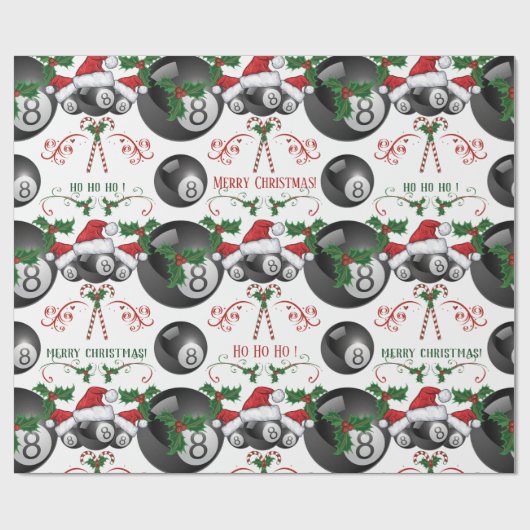 Frohe Weihnachten Billiards Eight Ball Santa Geschenkpapier (Flach)