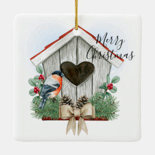Frohe Weihnachten Birdhouse Keramikornament
