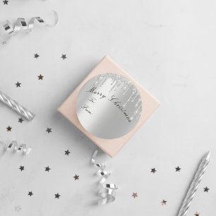 Frohe Weihnachten bis aus Urlaub Spark Tropfen Gra Runder Aufkleber