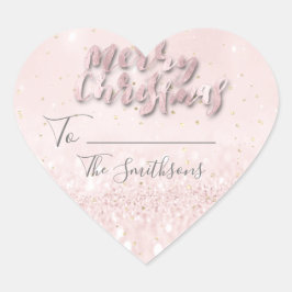 Frohe Weihnachten bis...vom Namen Confetti rosa He Herz-Aufkleber