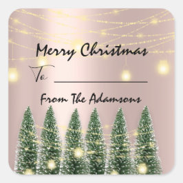 Frohe Weihnachten bis...von Familienname Holidays Quadratischer Aufkleber
