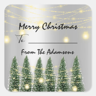 Frohe Weihnachten bis...von Familienname Holidays  Quadratischer Aufkleber