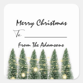 Frohe Weihnachten bis...von Familienname Holidays  Quadratischer Aufkleber