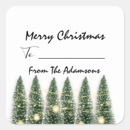 Frohe Weihnachten bis...von Familienname Holidays Quadratischer Aufkleber