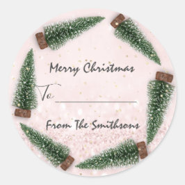 Frohe Weihnachten bis...von Familienname Holidays  Runder Aufkleber