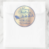 Frohe Weihnachten bis zur Blue Santa Reindeer Rose Runder Aufkleber (Tasche)