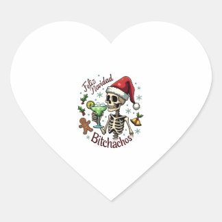Frohe Weihnachten Bitchachos Lustiger Totenkopf Sp Herz-Aufkleber