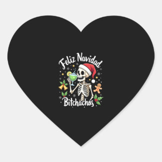 Frohe Weihnachten Bitchachos Lustiger Totenkopf Sp Herz-Aufkleber