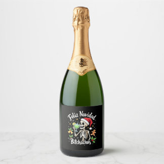 Frohe Weihnachten Bitchachos Lustiger Totenkopf Sp Schaumweinetikett