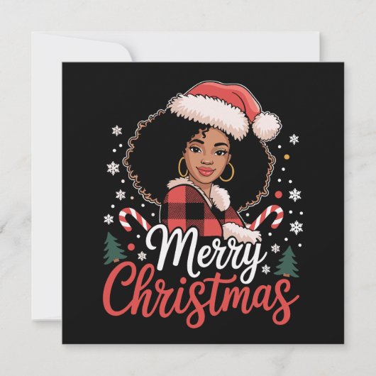 Frohe Weihnachten Black African Girl Weihnachtsman (Vorderseite)