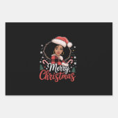 Frohe Weihnachten Black African Girl Weihnachtsman Geschenkpapier Set (Vorderseite)