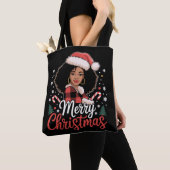 Frohe Weihnachten Black African Girl Weihnachtsman Tasche (Von Nahem)