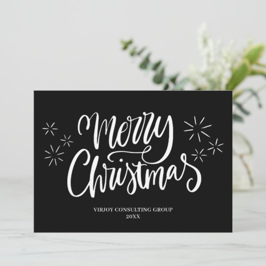 Frohe Weihnachten Black Calligraphy Business Moder (Stehend Vorderseite)