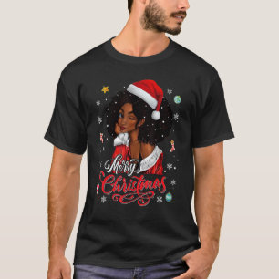 Frohe Weihnachten Black Queen Girl African Santa M T-Shirt