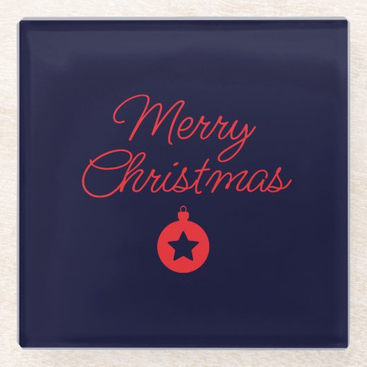 Frohe Weihnachten Black Rock Blue Classical Einzig Glasuntersetzer (Vorderseite)