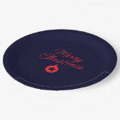 Frohe Weihnachten Black Rock Blue Classical Einzig Pappteller (Schrägansicht)