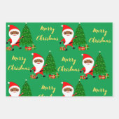 Frohe Weihnachten Black Santa Geschenkpapier Set (Vorderseite)