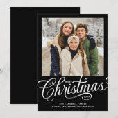 Frohe Weihnachten Black Script Familienfoto (Vorne/Hinten)