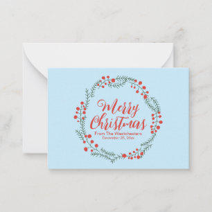 Frohe Weihnachten blass-blaue Schriftzeichenkarte Mitteilungskarte