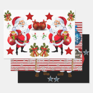 Frohe Weihnachten-Blatt-Wrap-Papier Geschenkpapier Set