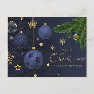 Frohe Weihnachten Blau, Gold Ornamente
