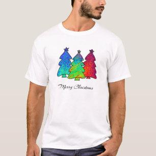 Frohe Weihnachten Blau Grün Abstraktes Muster Cu T-Shirt