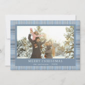 Frohe Weihnachten Blau Kariertes Foto (Vorderseite)