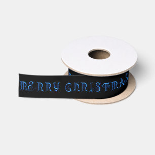 Frohe Weihnachten Blau Satin Ribbon Satinband