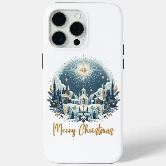 Frohe Weihnachten Blau und Gold Case-Mate iPhone Hülle (Rückseite)