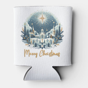 Frohe Weihnachten Blau und Gold Cooler Dosenkühler