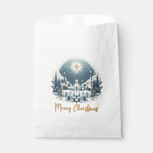 Frohe Weihnachten Blau und Gold Geschenktütchen (Vorderseite)