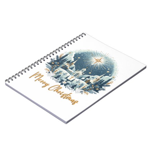 Frohe Weihnachten Blau und Gold Notizblock (Linke Seite)