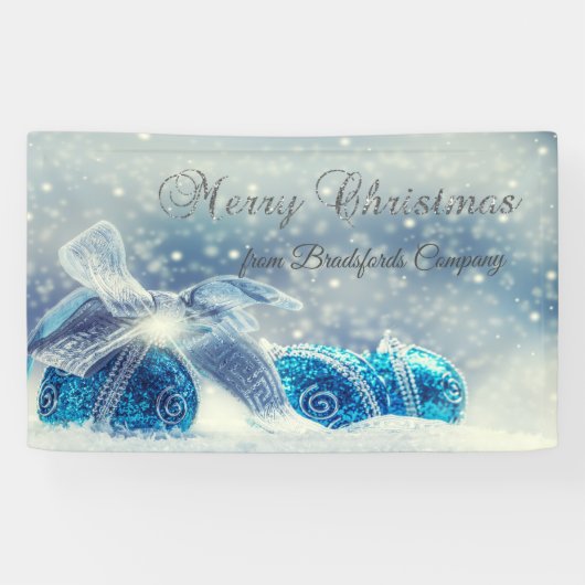 Frohe Weihnachten, Blau, Weihnachtsbälle Banner (Horizontal)