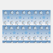 Frohe Weihnachten Blau & Weiße Sterne Geschenkpapier Set (Vorderseite 3)