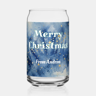 Frohe Weihnachten blau weiße Sterne Wasserfarbe ge Dosenglas