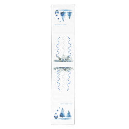 Frohe Weihnachten Blau & Weiße Wasserfarbe Santa Mittelgroßer Tischläufer