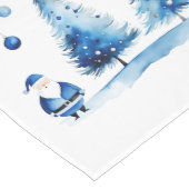 Frohe Weihnachten Blau & Weiße Wasserfarbe Santa Mittelgroßer Tischläufer (Ecke)