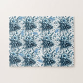 Frohe Weihnachten Blaue Pinienzapfen Puzzle (Horizontal)
