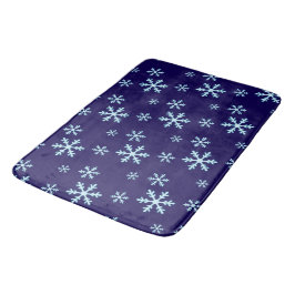 Frohe Weihnachten Blaue Schneekristalle-Fest Winte Badematte