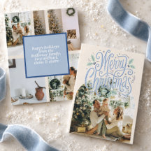 Frohe Weihnachten Blaue Typografie Gebogenes Foto 