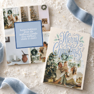 Frohe Weihnachten Blaue Typografie Gebogenes Foto