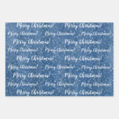Frohe Weihnachten Blauer Grauer Winter Geschenkpapier Set (Vorderseite)