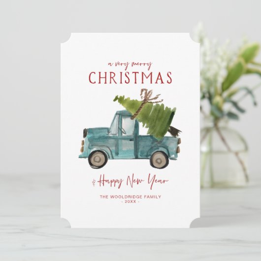 Frohe Weihnachten | Blauer LKW (Stehend Vorderseite)