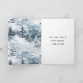Frohe Weihnachten Blauer Schnee Winterbaumen Hirsc Karte (Innenseite)